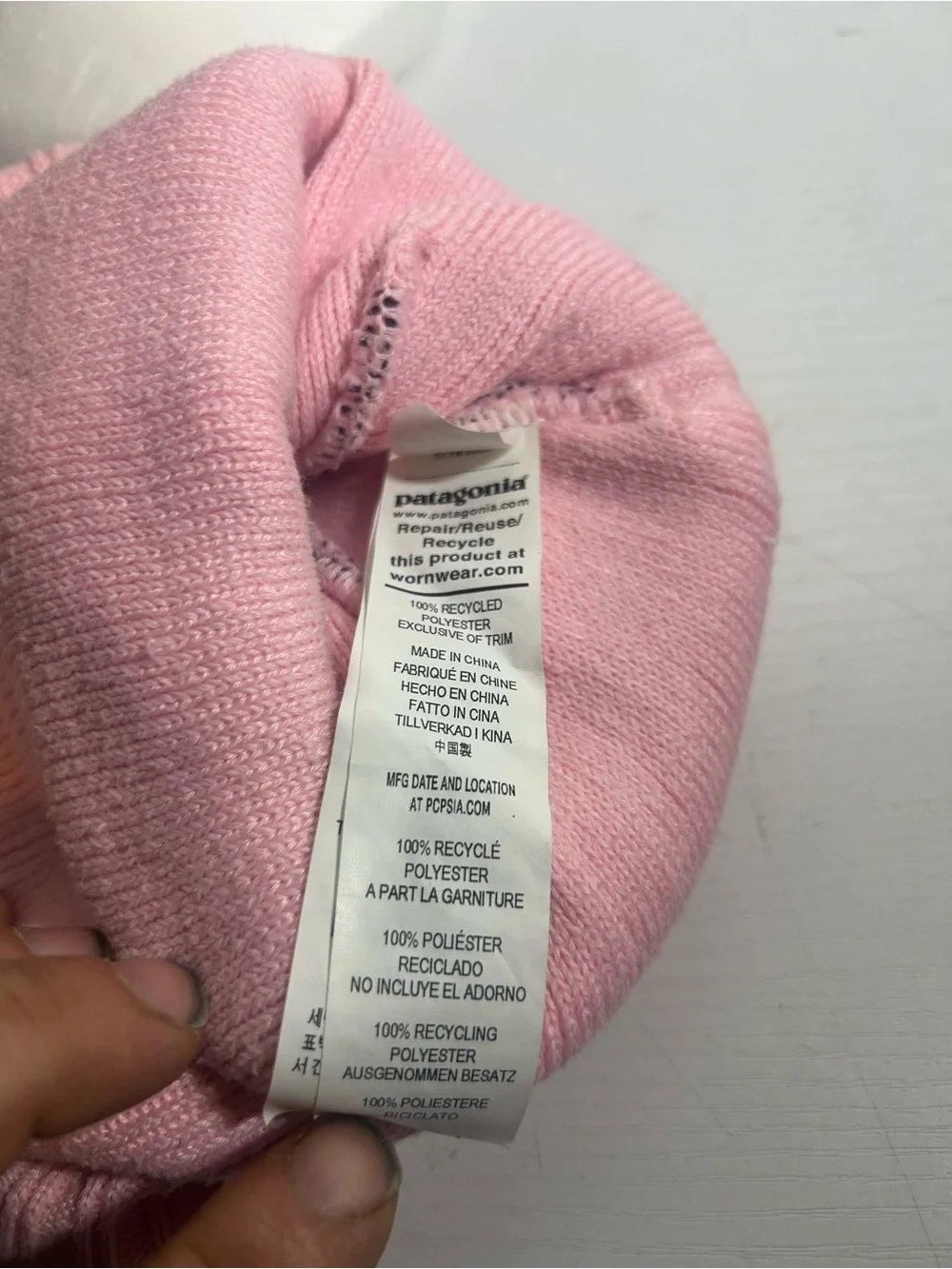 Kids Pink Patterned Pom Beanie Hat Patagonia